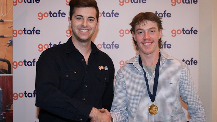GOTAFE Trainer Jeremy Connell L and Jack Bird R