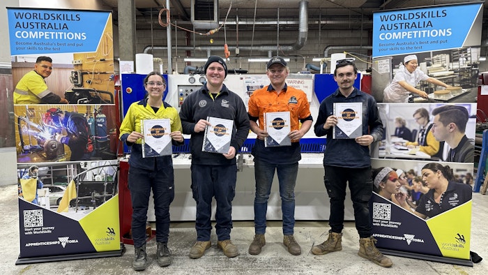 4 Automotive students holding worldskills award certificates