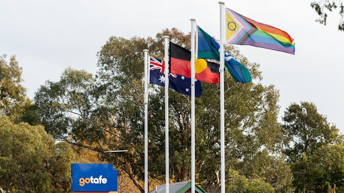 Australian, Indigenous, Torres Strait Islander and LGBTQI+ Flags
