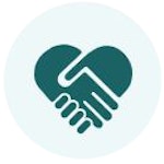 Illustration of hand shake in light and dark green