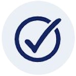 Illustration of check mark in light and dark blue