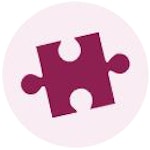 Illustration of jigsaw puzzle piece in light and dark purple